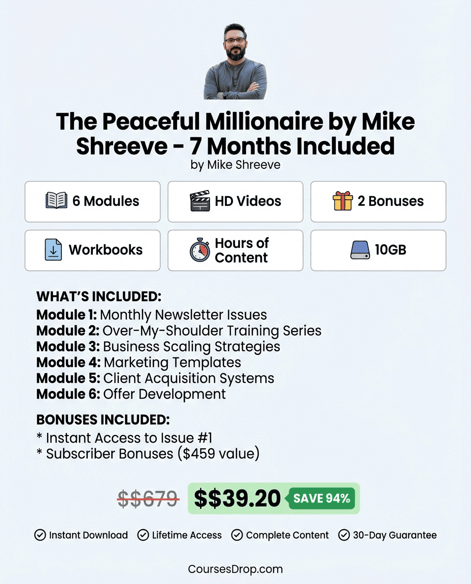 The Peaceful Millionaire - 7 Months Included infographic